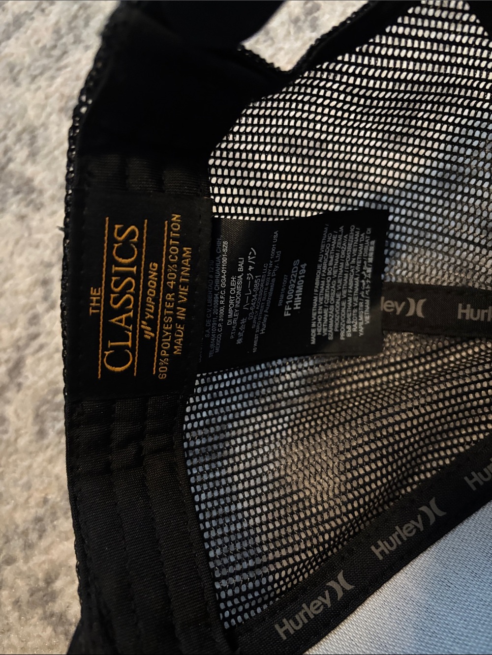 Hurley Black Mesh Trucker Hat with Snapback - Picture 4 of 4
